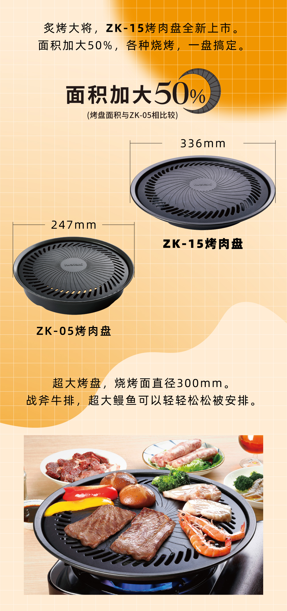 炙烤大將，zk-15全新上市。面積加大50%，各種燒烤，一盤搞定。